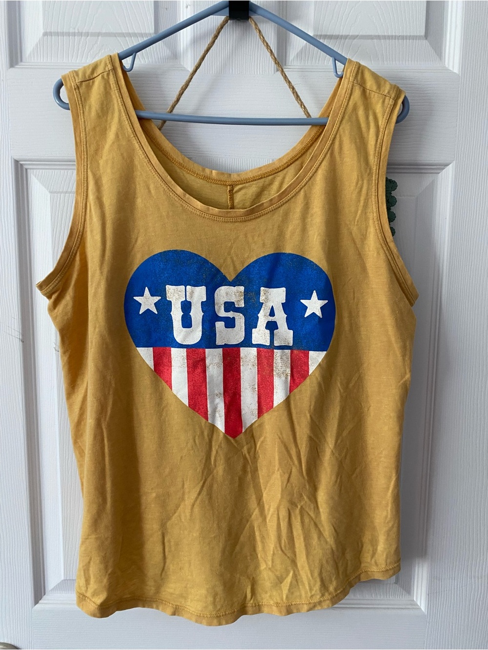 USA Heart Graphic Tank Top - Mustard